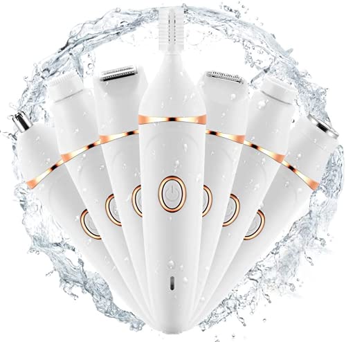 Shaver for Women, 7 in 1 Electric Razor for Face, Eyebrow, Nose, Underarm, Arms, Legs and Bikini Line, Waterproof Personal Painless Facial Hair Removal, Rechargeable Cordless Trimmer