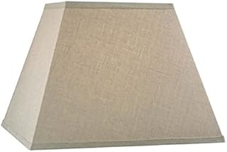 Upgradelights Beige Linen Square Mission Style 12 Inch Nickel Plated Washer Fitted Lampshade (6x12x10)