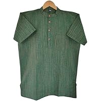 Latest Chikan Men’s Cotton Regular Textured Short Kurta Half Sleeves – Casual Ethnic Wear