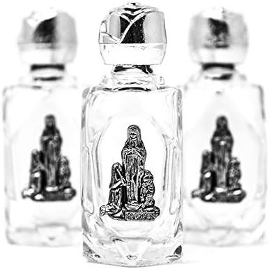 Miniatura 1 de Auténtica agua Lourdes en 3 botellas hexagonales con agua bendita y tarjeta de oración.