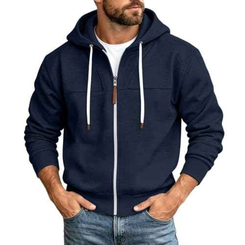 Mens Full Zip Hoodies Fashion Fleece Drawstring Hooded Sweatshirts Jackets - image 1