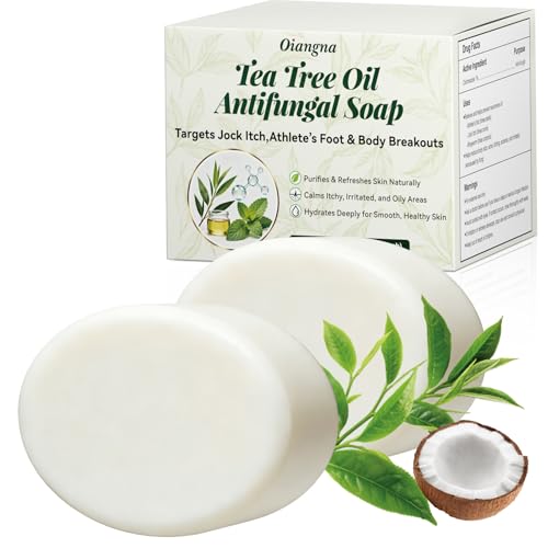 Oiangna Antifungal Tea Tree Soap, Antifungal Soap Bar for Face & Body Acne, Athlete's Foot, Tinea,