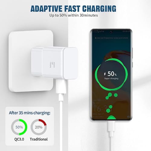 for Samsung Fast Charging Cord 6FT Type C Charger USB Wall Charger Block Samsung Fast Charger for Galaxy S9 S10 S10+ S20 S21 S22 S23 S24 S25 Plus/Ultra/FE,A55/A54/A56/A16/A15/A14/A25/A35,Note 20/10/9