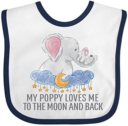 inktastic My Poppy Loves Me To the Moon and Back Elephants in Clouds Baby Bib