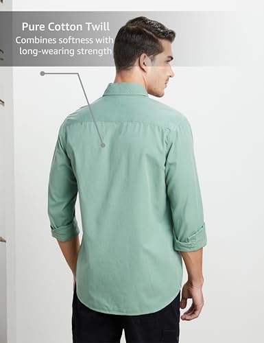 Image of Symbol Premium Men Long Sleeve Casual Washed Cotton Twill Shirt (Regular Fit)