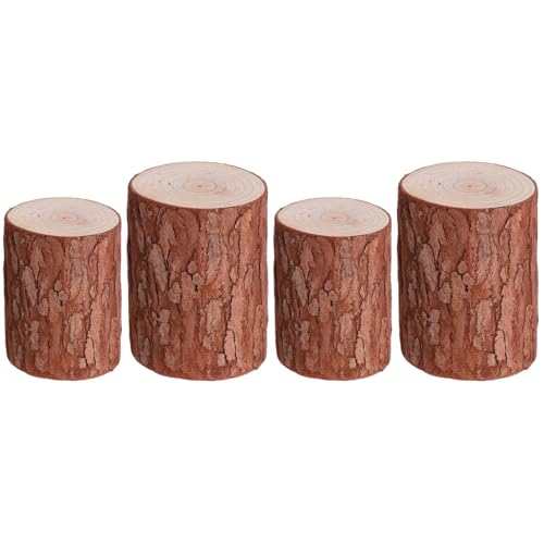 DECHOUS 4 Pcs Wood Pile Props Decoration para Mesa De Vintage Home Decor Rustic Table Decor Wood Stump Cautus Mini Tree Stump Stool DIY Craft Wood Model Stump Decor Deck