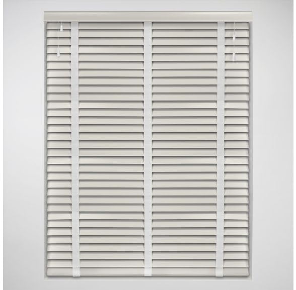 50mm Slat Cream Real Wood Venetian Blind With Tapes120cm Drop