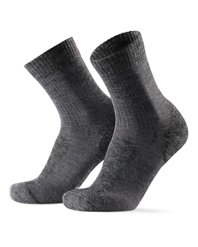 DANISH ENDURANCE Calcetines Senderismo de Lana Merino, Antiampollas, para Hombre y Mujer, Gris Oscuro, 43-47