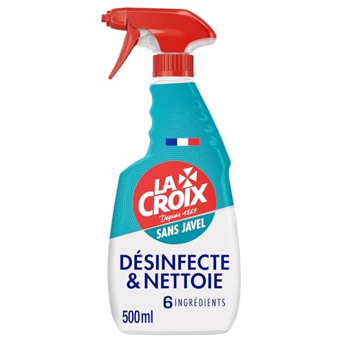 LA CROIX - Spray Désinfectant et Nettoyant Cuisine - Efficacité Sans javel et avec 6 ingrédients - Enlève saleté et graisse - Flacon Spray 500 ml