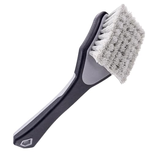 VIKING Upholstery Cleaner Scrub Brush, Cleaning Brush for Seat Covers and Car Detail Kit, Grey with White Bristles, 9.3 x 2.5 x 2.5 inch