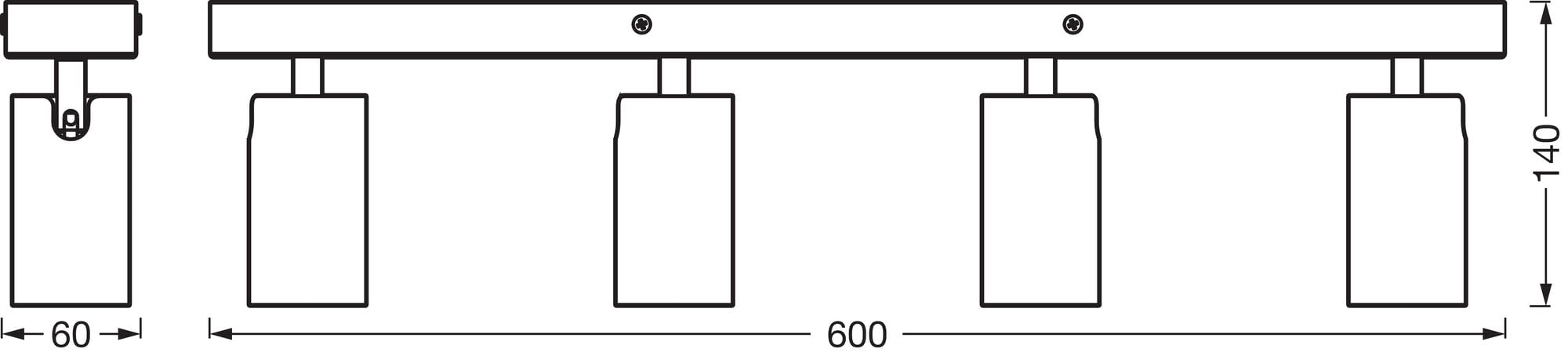 LEDVANCE LED SPOT OCTAGON 4 x 3,4W, GU10, 920lm, weiß, 2.700K Farbtemperatur, warmweiße Lichtfarbe, zeitloses Design, austauschbare LED-Lampe, ideal für Innenräume, CRI 90, verstellbare Köpfe