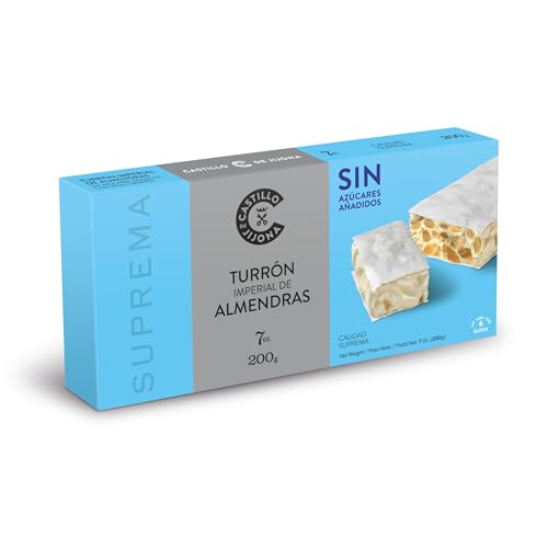 Castillo de Jijona - Turrón Imperial Sin Azúcar 200gr - Turrón Sin Azúcar - Almendra Selecta - Sin Gluten - Calidad Suprema - Receta Artesanal - Fabricado en España (Jijona)