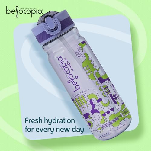 Image of Belocopia Aqua Beat Sipper Water Bottle 800ml | Purple | BPA-Free, Leakproof Flip Cap with Straw | Lightweight Daily Use Bottle for Office, College & Travel | Durable & Easy Carry Hydration Bottle