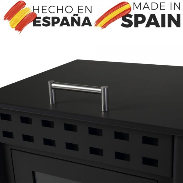 Estufa de leña grande modelo B 14.3 Kw | Chimenea rustica de leña | Estufa de leña clásica para salón salida de humos trasera