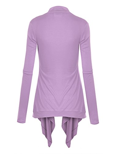 Image of Lock and Love Women's Draped Front Open Asymmetrical Cardigan - Casual Long Sleeve Lightweight Duster
