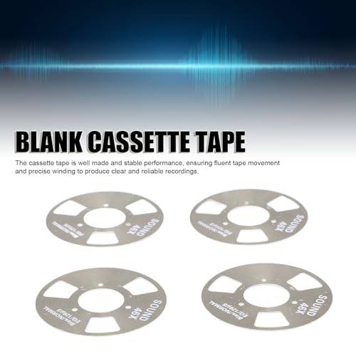 GOWENIC Reel to Reel Cassette Tape, Blank Cassette Tape Kit 4 Rolls 2 Wheels, Premium Material, Stable Performance, Professional Design, for Music Recording (Black Grey)