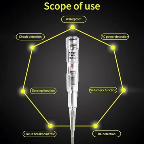 Image of Electrical Tester Pen, 70-250V Portable Waterproof Electrical Tester Pen with LED Color Light, Non-Contact AC Voltage Tester Pen Voltage Tester Pen