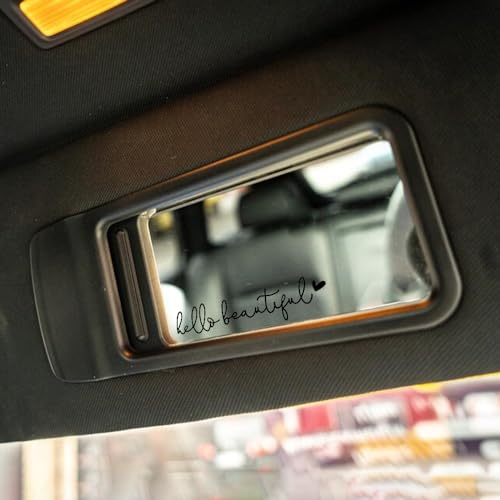 Image of Miarita 3X Hello Beautiful Rearview Mirror Decal, Vanity Mirror Stickers, Rear View Mirror Sticker (Hello Beautiful Black)