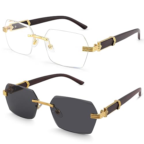 Image of COASION Fashion Rimless Frameless Sunglasses for Women Men Y2k Retro Sun Glasses Square Tinted Glasses
