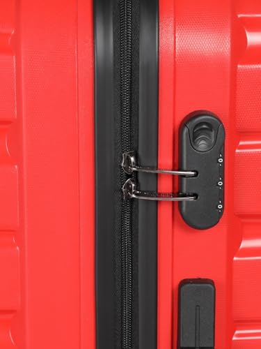 Image of Teakwood Unisex Trolley Bag for Travel, Hard Cabin Trolley Large Travel Suitcase Bag, Lock System 360 Degree 8 Rotating Wheels (55, 65 CM, RED)