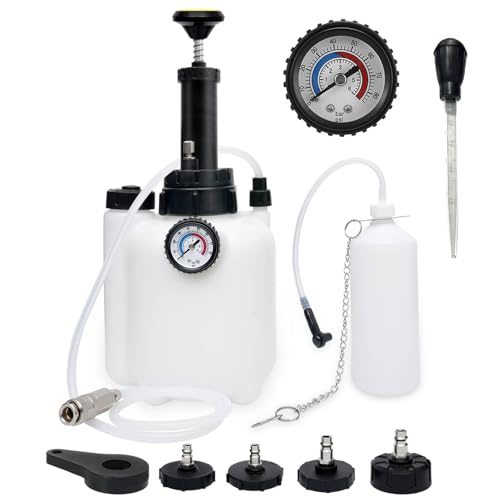 Langawaser Brake Bleeder Kit with 3L Pressure Pump 1L Catch Bottle Fluid Dropper Manual Brake Fluid Bleeder with Upgraded Adapters (43.5/45/49.5/50.7mm) for Master Cylinders One-Person Use
