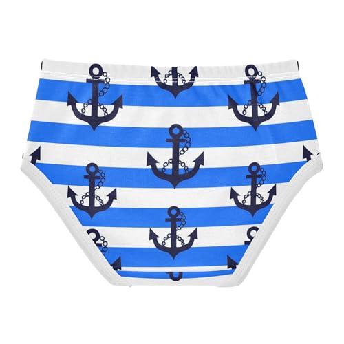 Navy Blue Anchors Blue Stripes Little Girl Panties Girls Underwear Toddlers Cotton Print Kids Briefs Undies 2t2