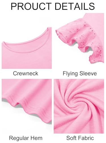 Image of Imily Bela Girls Ruffle Sleeve Shirts Crewneck Eyelet Tops 4-15 Years | Cute summer casual blouse, Soft breathable eyelet fabric with ruffle sleeves, Comfortable daily shirts for kids