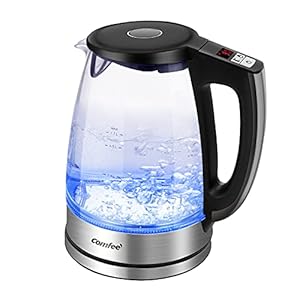 COMFEE’ Glass Electric Kettle with Temperature Selection, 1.7L Hot Water Boiler BPA-Free, Cordless with LED Indicator…