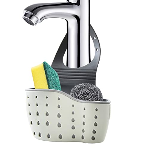 Grifo colgante, doble capa, grifo fregadero suave, organizador colgante - Soporte escurridor esponja jabón, cesta almacenamiento colgante