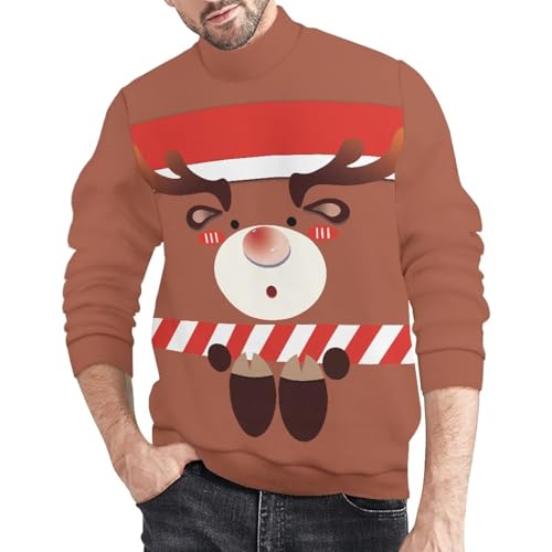 Ugly Christmas Sweaters for Women Men Novelty Funny Christmas Sweatshirt Turtleneck Knitted Sweater Pullover S-4XL