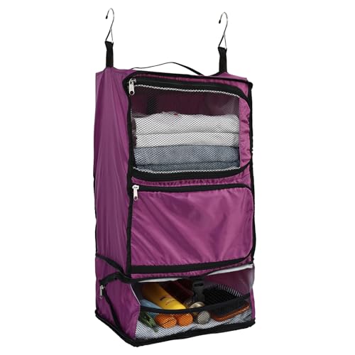 Surblue Hanging Shelves Travel Compression Packing Cube for Carry-on Luggage Suitcase Collapsible Transformable Garment Closet Organizers Large Capacity, Purple, XXL
