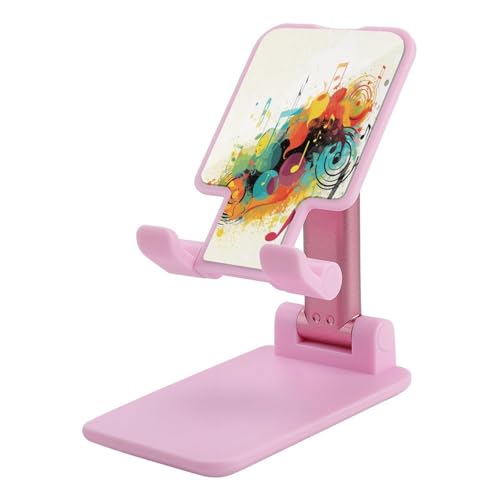 HEBVNJF Support de téléphone portable pliable réglable sur le thème de la musique abstraite, support portable pour bureau, compatible avec iPhone et Android
