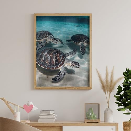 Kits d'art diamant adultes tortue de mer broderie strass rond canevas