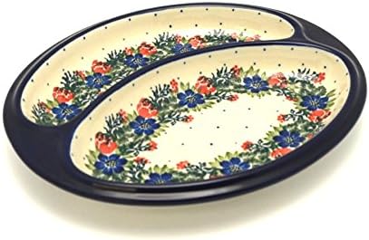 Polish Pottery Dish - Divided Polish Sausage - Garden Party