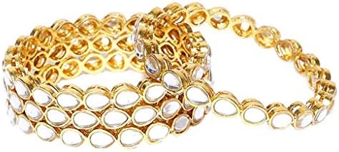 Shining Diva Fashion Gold Plated Kundan Latest Traditional Bracelet Bangles for Women and Girls (2.6, 11331b_2.6)