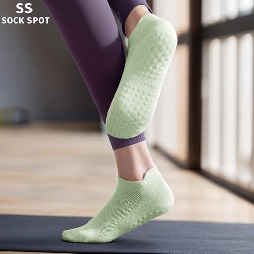 Image of 4 /6 Pairs Pilates Yoga Socks for Women | Non Slip Grip Socks | Athletic Barre Workout