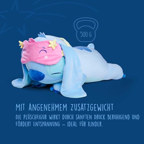 Simba Toys Disney Snuglets Wellbeing Plüschfigur Stitch liegend 40 cm – weich mit Schlafmaske und angenehmem Zusatzgewicht ca 500 g – geeignet ab den ersten Lebensmonaten – schönes Geschenk
