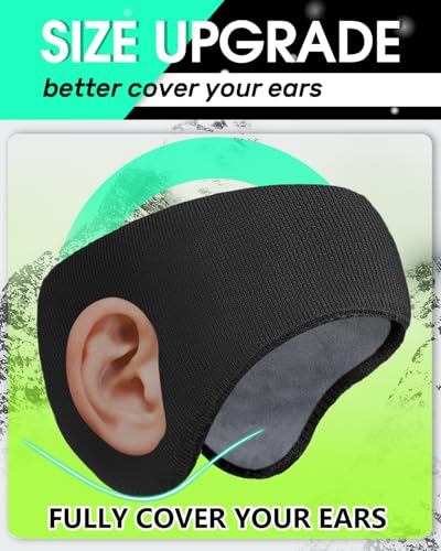 Lauzq Double-Layer Knit Fuzzy Ear Warmer Headband for Men and Women