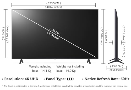 Image of LG 139 cm (55 Inches) UR7500 AI Series 4K Ultra HD (3840 x 2160) Smart webOS LED TV 55UR7500PSC