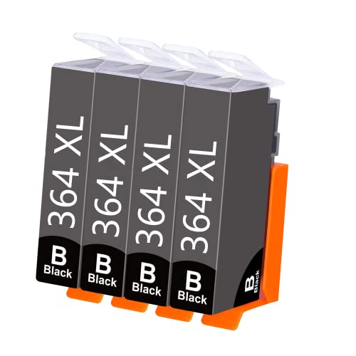 4X Tinta 364XL Negro Compatible como Repuesto para HP 364XL 364 XL Negro para HP Photosmart 5510 5514 5515 5520 5522 5524 6510 6520 6525 7510 7520 DESKJET 3070A 3520 3522(Pack de 4)