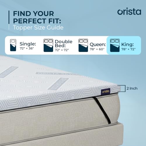 Image of Orista CoolTech Mattress Topper - Self-Cooling Fabric Technology, Up to 4C Cooler Than Regular Fabric | Plush Comfort & Pressure Relief | Breathable Airflow Design | Secure Fit Elastic Straps