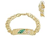 Giffor Cuban Chain ID Bracelets for Men Women,18K Gold Plated Saint Jude Bracelet San Judas Chains,N