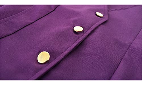Mens Steampunk Victorian Jacket Gothic Tailcoat Uniform Halloween Tuxedo Costume Coat Vintage Renaissance Pirate Coats, Purple, Large steampunk buy now online