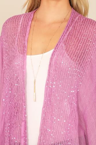 Image of RIAH FASHION Bohemian Sequin Glitter Shawl Wrap Poncho - Kimono Cardigan, Sparkly Metallic Mesh Scarf, Open Knit Crochet