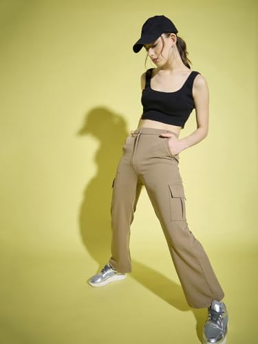 Image of DIMPY GARMENTS Full Length Straight Fit Solid Cargo Pants | Women Casual Pant Combo-Pack of 2