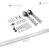 Sturdy Barn Door Frosted Tempered Glass | Planum 2112 White Silk | 6.6FT Silver Rail Hangers Heavy Hardware Set | Modern Solid Panel Interior Doors-30 x 80-Frosted Glass-Silver Rail