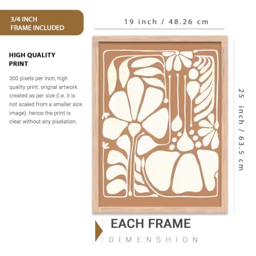 Image of kotart Boho Painting Wall Art Home Decoration Paintings With Frame For Living Room Bed Room Hotel Wall Decor Digital Reprint Set of 3 (19X25 inch)