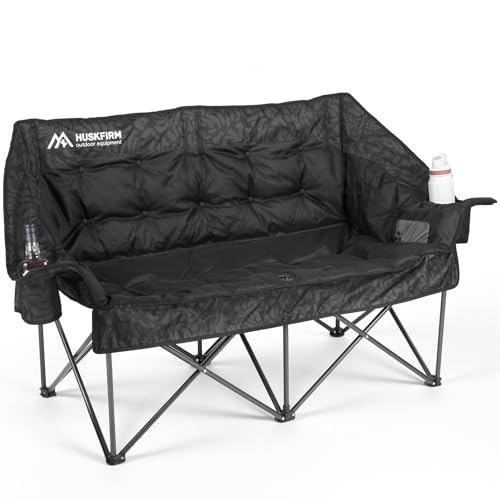 Image of Oversized Double Camping Chair Padded Camping Chairs for Adults,Gray Leaves