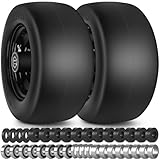 phepetroll 11x6.00-5 Flat Free Lawn Mower Tires and Wheels 3/4' 5/8' 1/2' Ball Bearings, 6'-8' Centered Hub 11x6-5 Zero Turn Mower Front Tires, Smooth Wheels for Commercial Grade Lawn