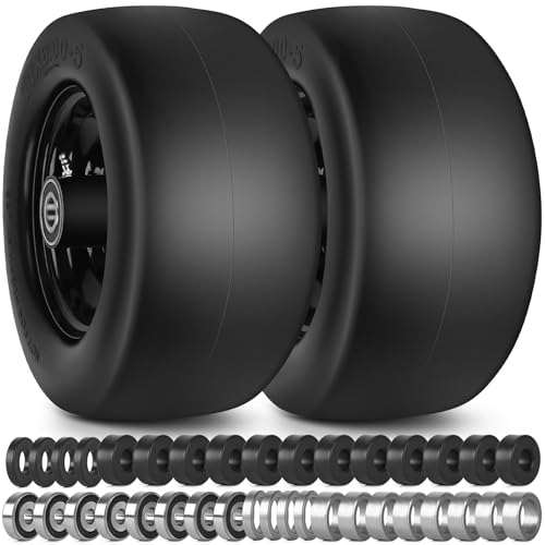 phepetroll 11x6.00-5 Flat Free Lawn Mower Tires and Wheels 3/4 5/8 1/2 Ball Bearings 6-8 Centered Hub 11x6-5 Zero Turn Mower Front Tires Smooth Wheels for Commercial Grade Lawn